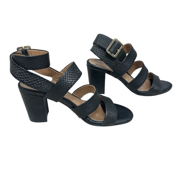 Vionic Perk Blaire snake embossed Leather Heeled Strappy Sandals women's sz 9 - Picture 3 of 10